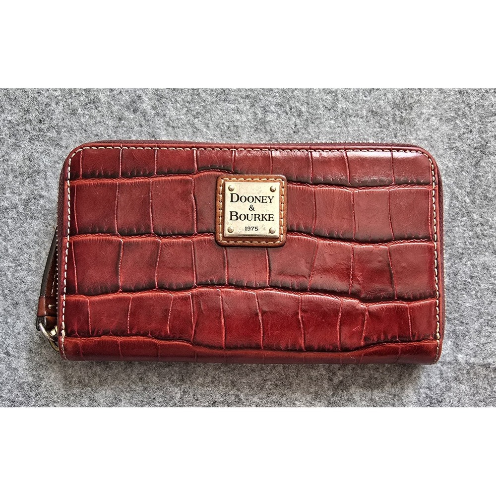 Vintage Dooney & Bourke Wineberry Nile Collection Zip Around Wallet VGUC